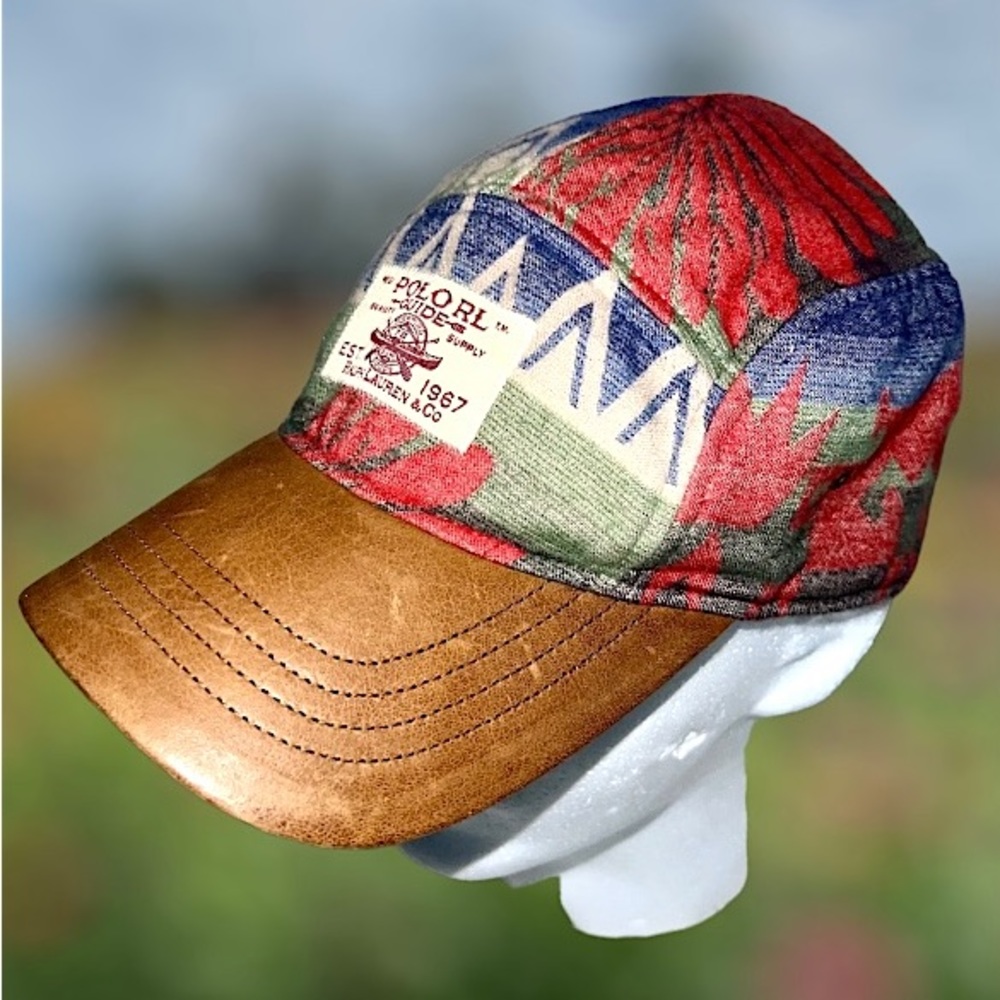 🛶 Polo Ralph Lauren Beacon Sportsman Hat Leather Aztec Southwestern RRL Serape